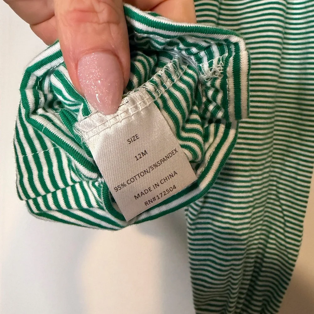 Stitchy Fish Gracie Romper Red and Green Stripe Holiday Size 12 Months